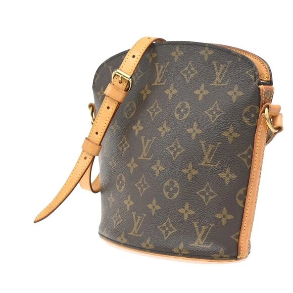 LOUIS VUITTON Logo Drouot Shoulder Bag Monogram Leather Brown M51290 88EF355 - Picture 2 of 16